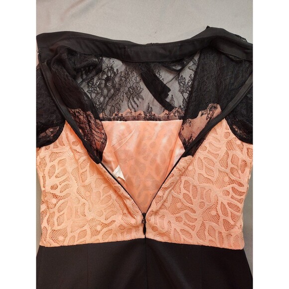 Women's New York and Co. Short Sleeve Eyelash Lace Dress Black Pink Small - Picture 6 of 8